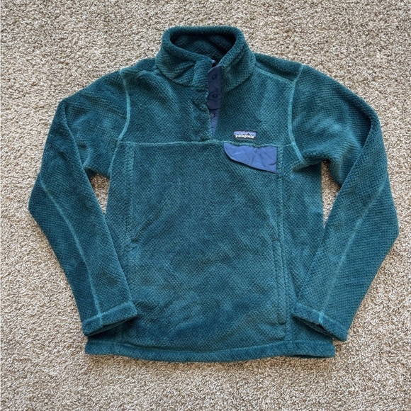 Patagonia Re-Tool Snap- T Fleece Sz S green and blue - Picture 3 of 10
